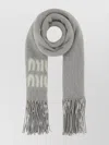 Miu Miu Luxurious Mohair Blend Scarf Fringe Detail In Gray