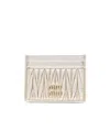 Miu Miu Matelassé Nappa Leather Card Holder In White