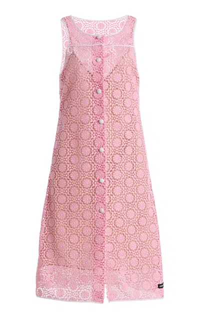Miu Miu Macramé Midi Dress In Pink