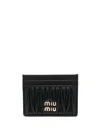 Miu Miu Macramé Textured Card Holder In Black