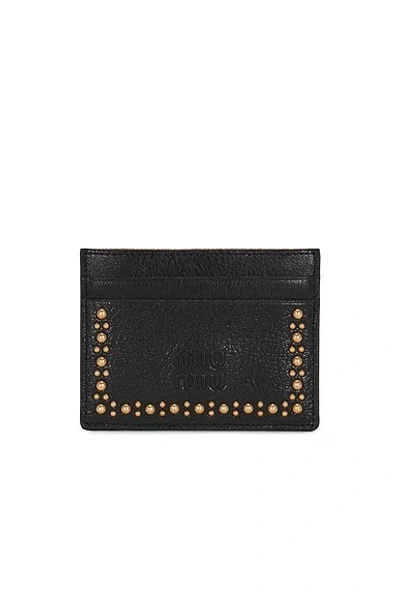 Miu Miu Madras Borchie Card Case In Nero
