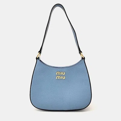 Pre-owned Miu Miu Madras Hobo Bag In Blue
