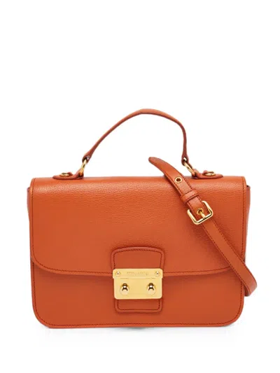Pre-owned Miu Miu Madras Push-lock Handbag In Orange