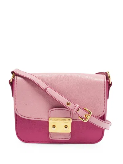 Pre-owned Miu Miu Madras Push-lock Shoulder Bag In Pink