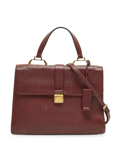 Pre-owned Miu Miu Madras Push-lock Tote Bag In Red
