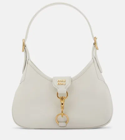 Miu Miu Madras Small Leather Shoulder Bag In White
