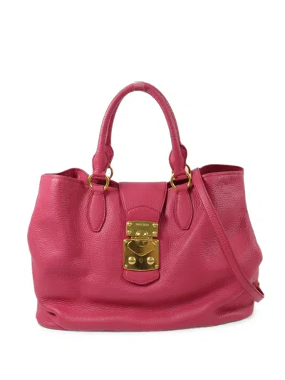 Pre-owned Miu Miu Madras Two-way Tote Bag In Pink