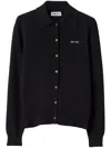 MIU MIU MIU MIU INTARSIA-KNIT LOGO CASHMERE CARDIGAN