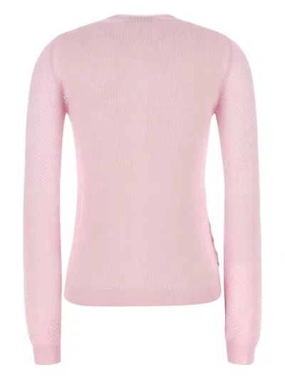 Miu Miu Maglieria Cashmere Pizzo F.18 In Pink