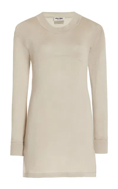 Miu Miu Maglieria Cashmere-silk Mini Dress In Grey