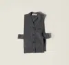 Miu Miu Knitwear Top Sleeveless Ribbed Hem Pockets In Gray