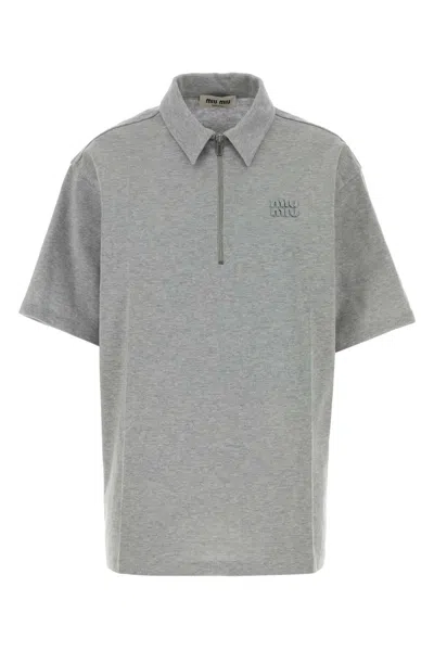 Miu Miu Grey Shirt Collar Oversize Polo Shirt