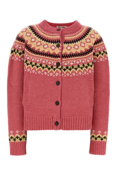 Miu Miu Dark Pink Wool Oversize Cardigan