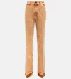 Miu Miu Marbleized Low-rise Straight Jeans In Cognac