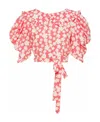 Miu Miu Marocain Floral-print Blouse In Pink