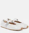 Miu Miu Plume Technical Fabric And Suede Ballerinas In Weiss