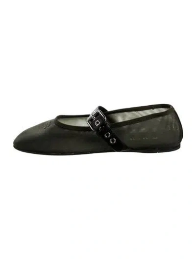 Pre-owned Miu Miu Mary Jane Flats In Green