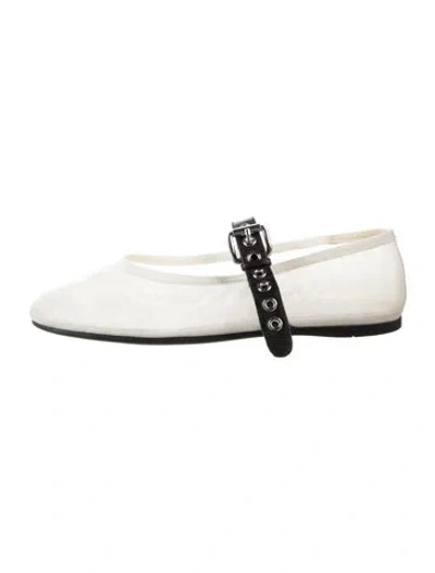 Pre-owned Miu Miu Mary Jane Flats In White