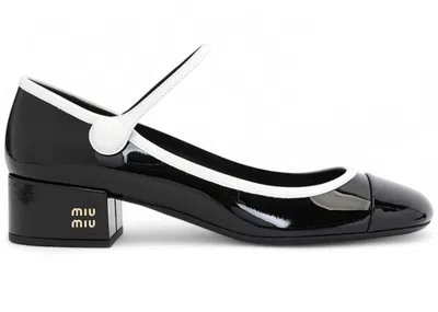 Pre-owned Miu Miu Mary Jane Pumps White (women's) Sneakers In Black