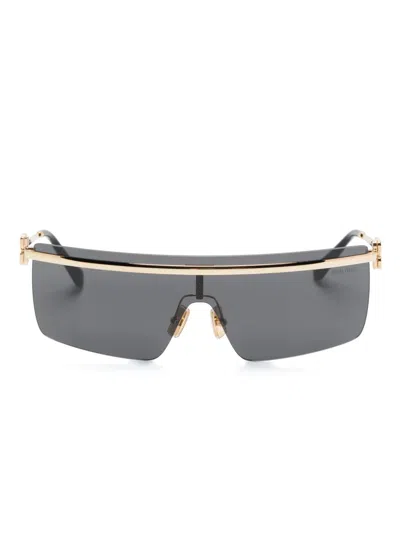 Miu Miu Mask-frame Sunglasses In Gold