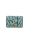 Miu Miu Matelass Card Bag In Green