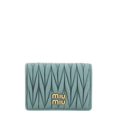 Miu Miu Matelass Card Bag In Green