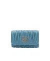 Miu Miu Matelassé Key Holder Wallet In Blue