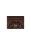 Miu Miu Nappa Matelasse Card Holder` In Red