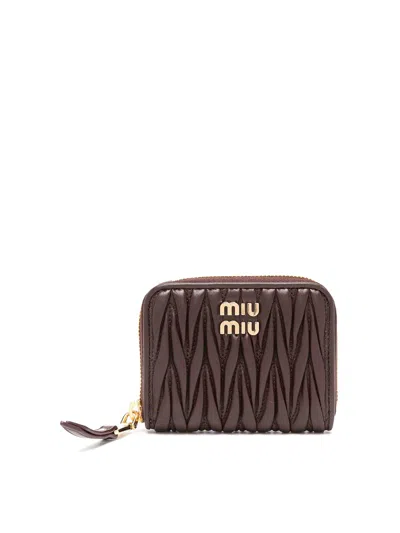 Miu Miu Matelass Leather Coin Purse In Radica
