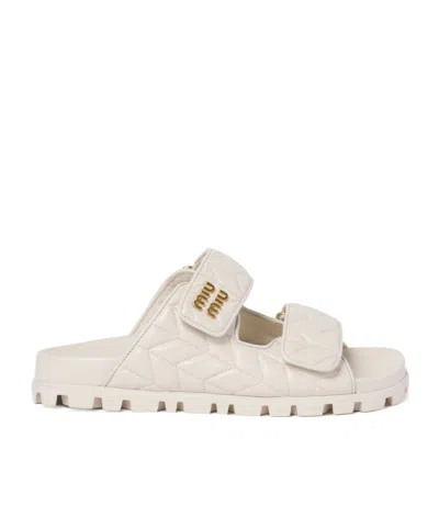 MIU MIU MIU MIU QUILTED SLIP-ON SANDALS