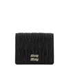 Miu Miu Small Matelassé Nappa Leather Wallet In Black