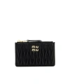 Miu Miu Matelassé Nappa Leather Envelope Wallet In Black
