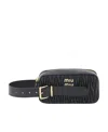 Miu Miu Woman Black Leather Clutch In Black