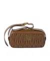 Miu Miu Arcadie Puffed Leather Bowling Bag In Brown