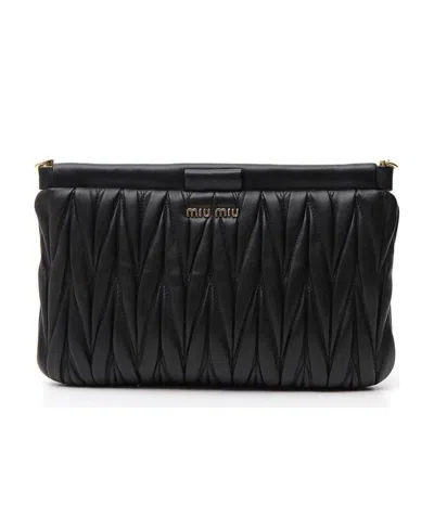 Miu Miu Matelassé Quilted Crossbody Bag In Black
