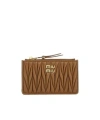 Miu Miu Biscuit Leather Card Holder In Brown