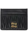 Miu Miu Quilted Black Lamb Leather Compact Wallet In Black