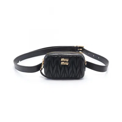 Pre-owned Miu Miu Matelasse Black Leather Fanny Pack Sling Bag ()