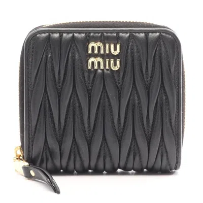 Pre-owned Miu Miu Matelasse Black Leather Wallet (bi-fold) ()