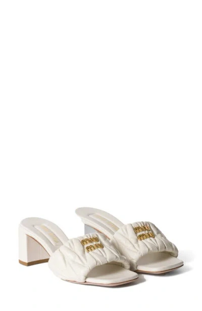 MIU MIU MIU MIU MATELASSÉ BLOCK HEEL SLIDE SANDAL