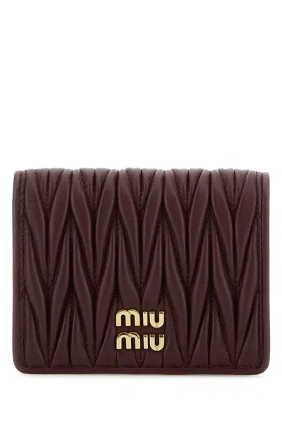 Miu Miu Matelassé Bordeaux Wallet In Burgundy