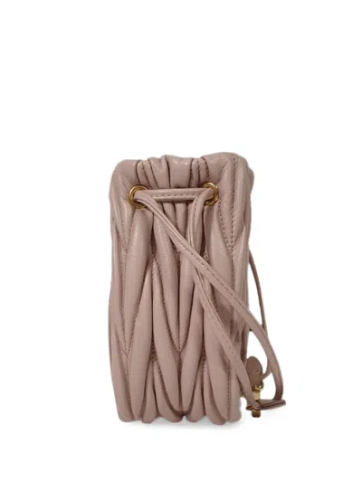 Pre-owned Miu Miu Matelassé Bucket Bag In Pink