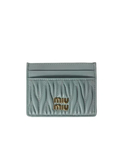 Miu Miu Logo-lettering Cardholder In Green