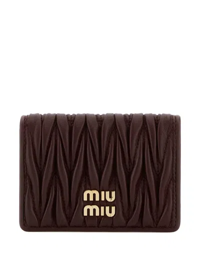 Miu Miu Quilted Leather Card Holder In Radica