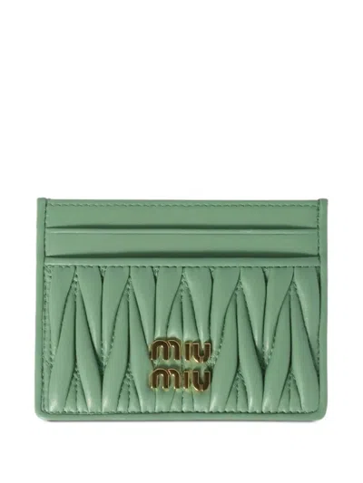 Miu Miu Matelassé Cardholder In Grün