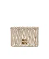 Miu Miu Matelassé Nappa Leather Card Holder In Nude