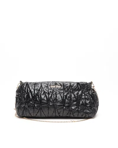Miu Miu Matelassé Chain Bag In Black