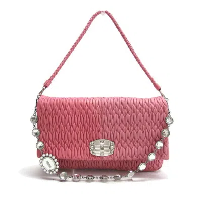 Pre-owned Miu Miu Matelasse Clear Pink Leather Clutch Bag Shoulder Bag () In Clear, Pink