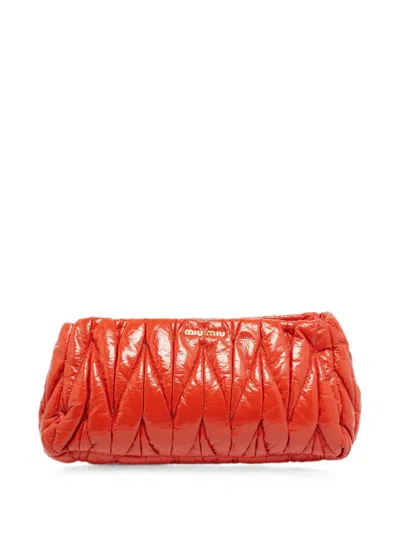 Pre-owned Miu Miu Matelassé Clutch Bag In Orange