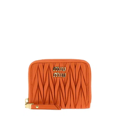 Miu Miu Matelassé Coin Purse In Orange